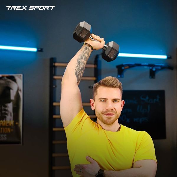 Гантеля шестигранна прогумована TX-175RD Trex Sport 17,5 кг, 17.5 кг, Гума, чорна