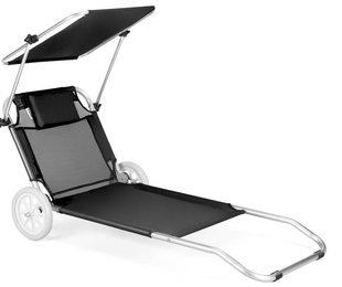 Outtec Sun reclining lounger with canopy, black