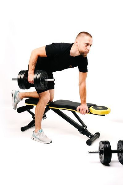 Набір Besport PowerPro гантелі 2 &times; 18,5 кг з лавою WB-002, 37 кг, ABS, жовто-чорна