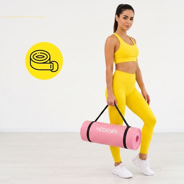 Килимок спортивний Cornix NBR 183 &times; 61 &times; 1.5 см для йоги та фітнесу XR-0497 Pink &mdash; фото