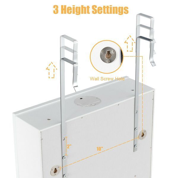 Costway Pure Beauty White Hanging Jewelry Mirror Cabinet