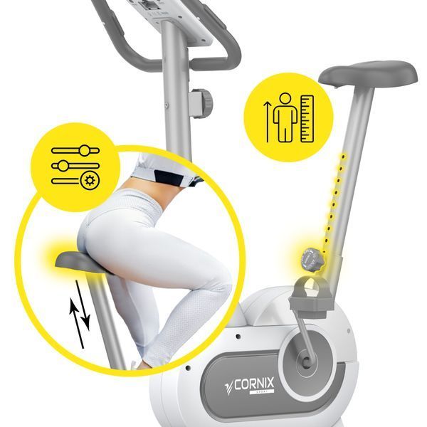 Cornix Hanna Magnetic Exercise Bike, Upright, White/Grey