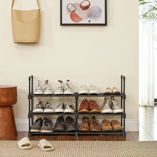 Leobert Neo Clean freestanding shoe rack with 6 tiers, black
