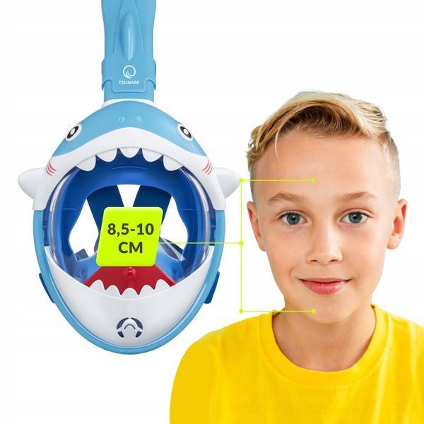 Маска для снорклінгу TSUNAMI Shark повнолицьова, дитяча Sky Blue &mdash; фото