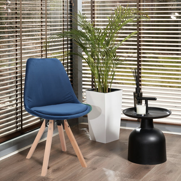 Saida Jumi Scandinavian-style chair with wooden legs, blue