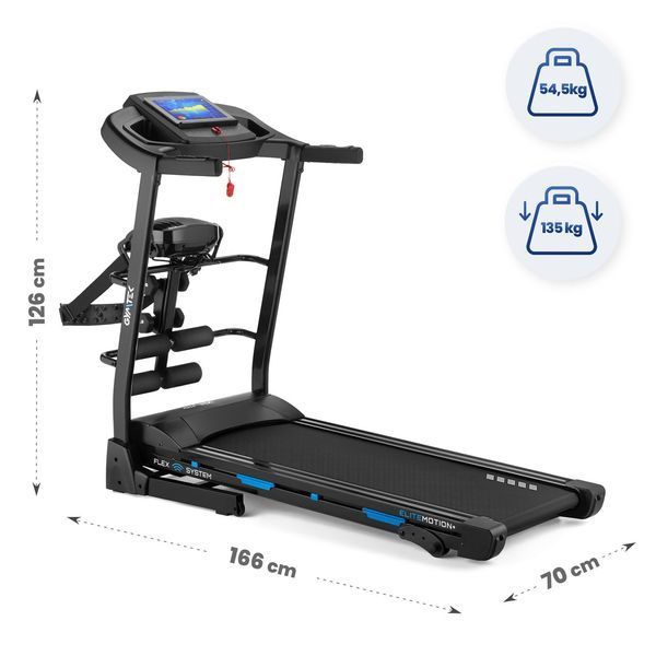 GYMTEK XTM500 treadmill with massager, electric, folding, up to 135 kg, black