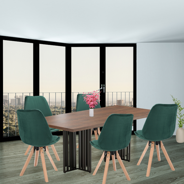 Saida Jumi Scandinavian-style chair with wooden legs, green