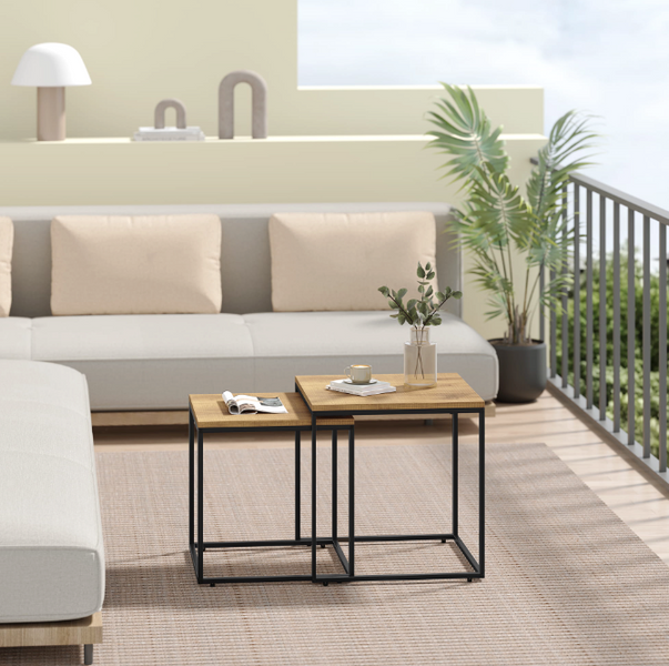 Leobert Nika Square Natural Coffee Table Set
