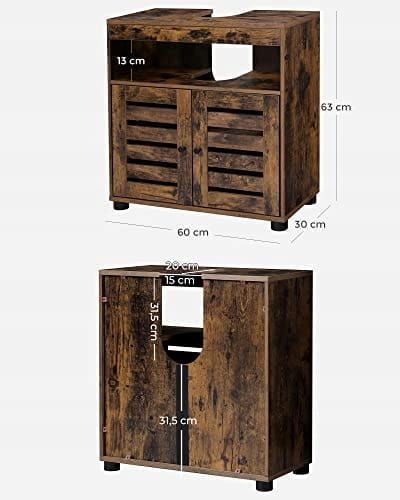 Leobert Chalet bathroom vanity cabinet with louvered doors in Loft style, brown
