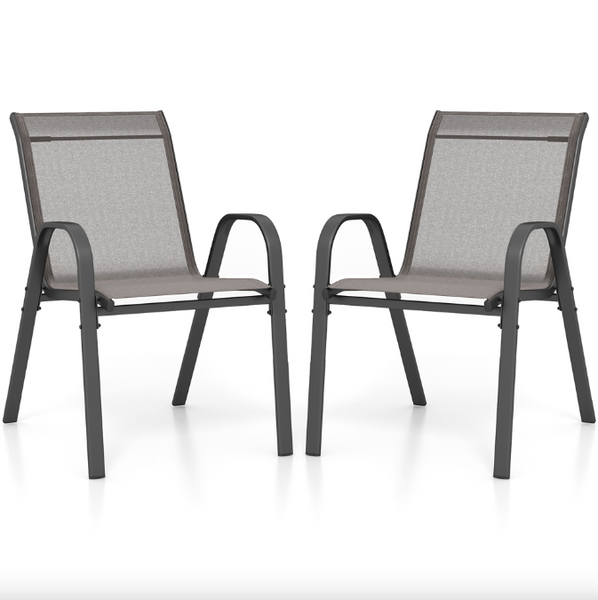 Комплект садовых стульев Costway Patio с подлокотниками, размер 56 &times; 70 &times; 84, серый &mdash; фото