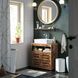 Leobert Chalet bathroom vanity cabinet with louvered doors in Loft style, brown