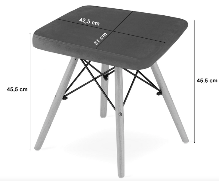 Leobert Werk square stool with wooden legs, gray, dark
