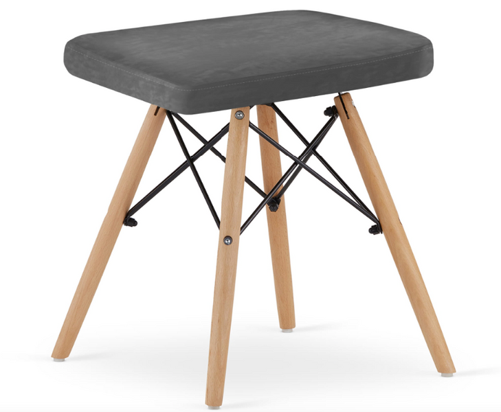 Leobert Werk square stool with wooden legs, gray, dark