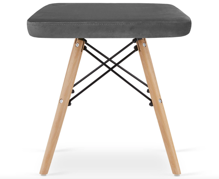 Leobert Werk square stool with wooden legs, gray, dark