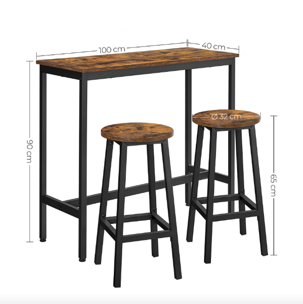 Leobert Kidol Bar Table and 2 Bar Chairs in Loft Style