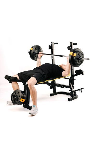 Набір Besport PowerPro 68 кг з прямим грифом та лавою WB-004, ABS, жовто-чорні 00-G00000425 фото
