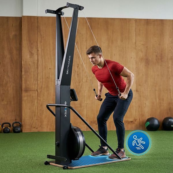 Лижний тренажер аеродинамічний Gymtek Ski Trainer, до 180 кг, чорний 5905884428542 фото