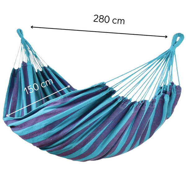 Jumi Garden Hawaiian fabric hammock with cover, blue with green