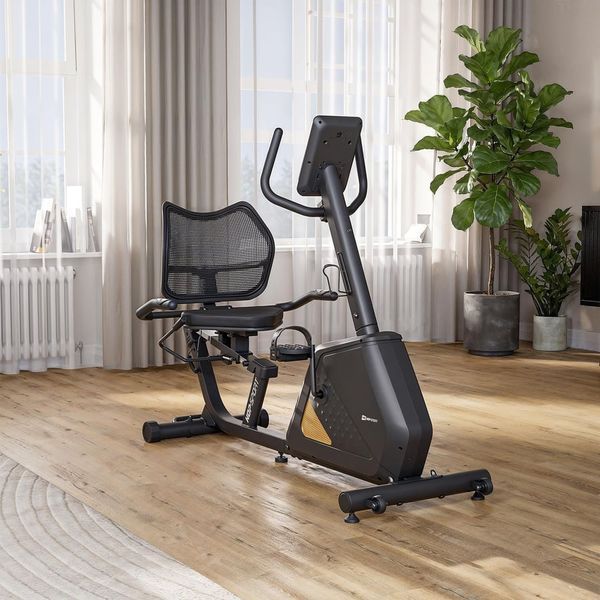 Hop-Sport HS-4500L Arkil recumbent exercise bike, electromagnetic, up to 120 kg, black-gold