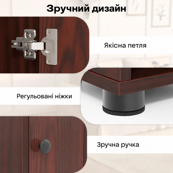 Узкий шкаф-пенал для ванной Costway с ящиком, темно-коричневый &mdash; фото