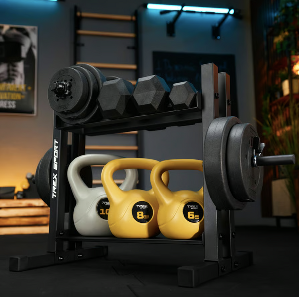 2-Tier Rack for Dumbbells, Weight Plates and Kettlebells TX-045DR
