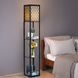 Costway Lumina Solo Lattice 160 shelving floor lamp with decorative shades, 3 loft-style shelves, black
