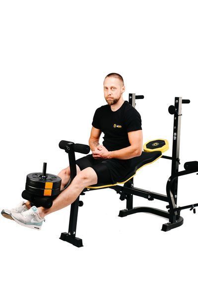 Набір Besport PowerPro 109 кг з прямим грифом та лавою WB-004, ABS, жовто-чорні 00-G00000427 фото