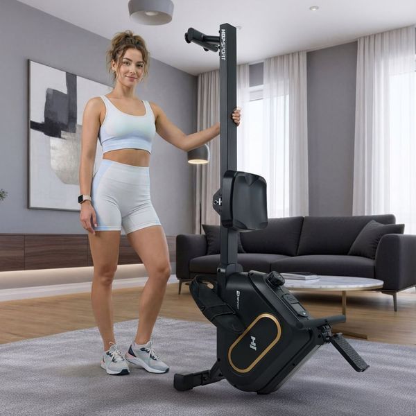 Hop-Sport HS-085R Bazel Magnetic Rowing Machine, up to 120 kg, Black and Gold