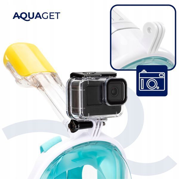 Маска для сноркелинга Aquaget AQ0002, полнолицевая, L/XL, голубая/белая &mdash; фото