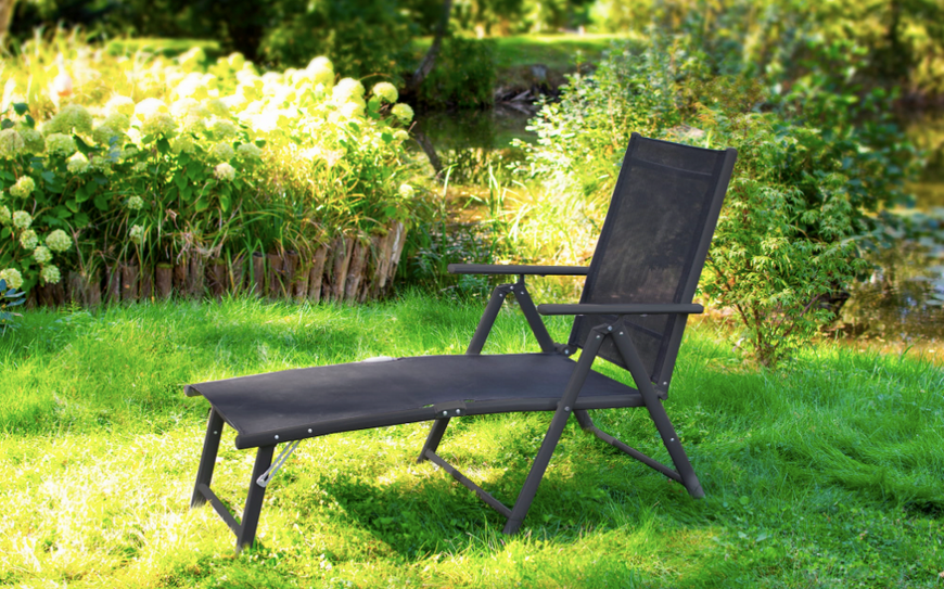 Jumi Monako Garden Lounger with Aluminium Frame, Black