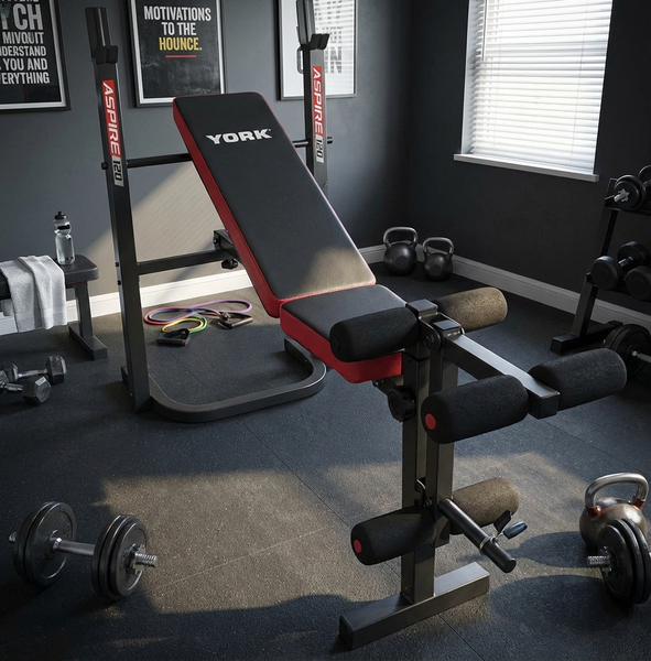Лавка тренувальна York Fitness ASPIRE 120 складана зі стійкою під штангу
