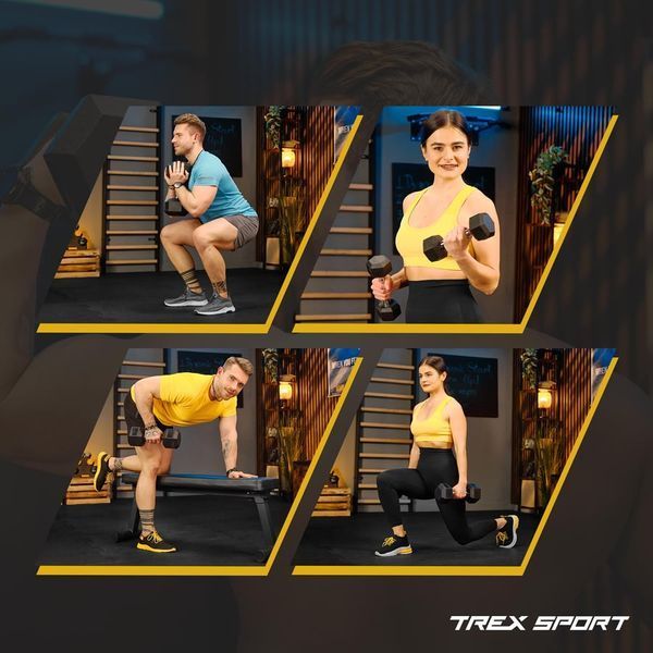 Гантеля шестигранна прогумована TX-250RD Trex Sport 25 кг, Гума, чорна 5902308235465 фото