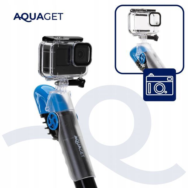 Маска для снорклинга Aquaget AQ0003, полнолицевая, L/XL, голубая/чёрная &mdash; фото