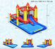 Надувний водний центр Costway Happyland з гіркою 400 см з вентилятором, розмір 400 &times; 280 &times; 195