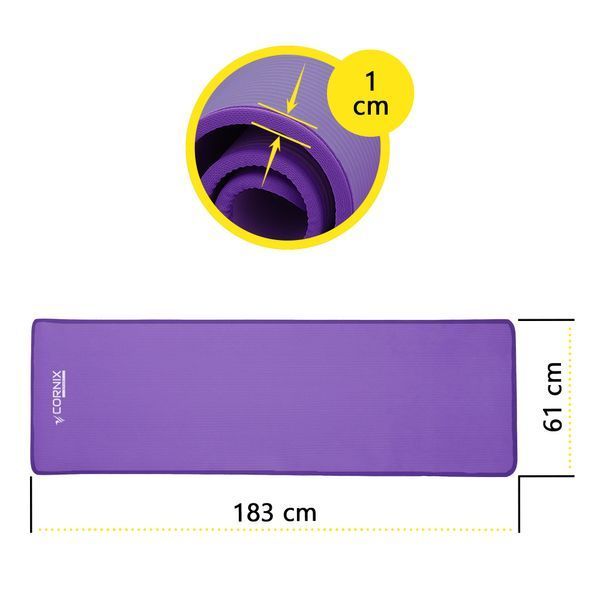 Спортивный коврик Cornix NBR 183 &times; 61 &times; 1 см для йоги и фитнеса XR-0093 Purple/Purple &mdash; фото