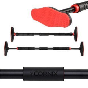 Турнік розсувний Cornix Pro XR-0284, 90&ndash;130 см, діаметр труби 30 мм, чорний/червоний &mdash; фото