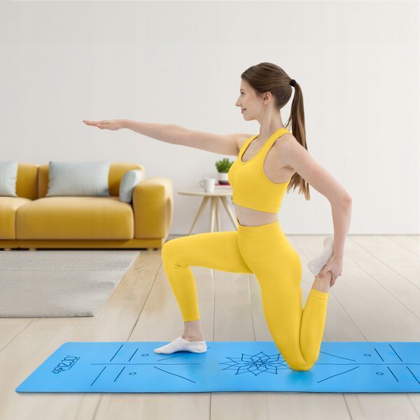 4FIZJO PU Sports Mat 183 &times; 61 &times; 0.4 cm for Yoga and Fitness Blue
