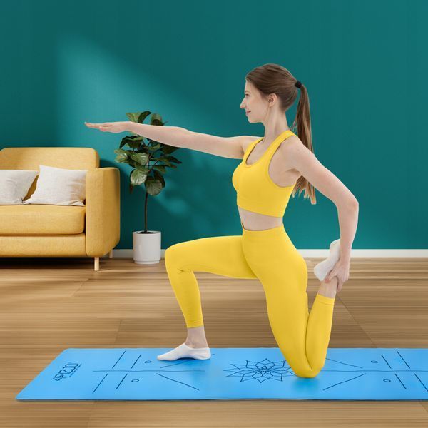 4FIZJO PU Sports Mat 183 &times; 61 &times; 0.4 cm for Yoga and Fitness Blue