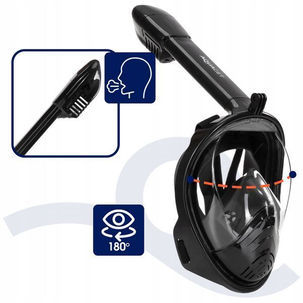Aquaget AQ0005 Full-Face Snorkel Mask, L/XL, Black