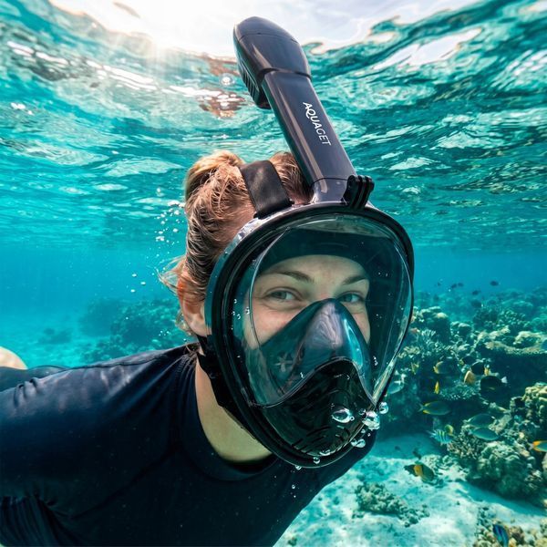 Aquaget AQ0005 Full-Face Snorkel Mask, L/XL, Black