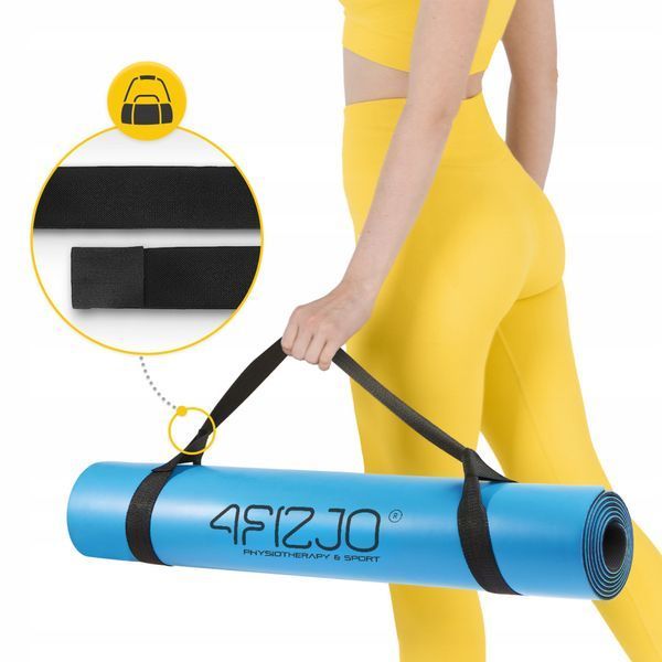 4FIZJO PU Sports Mat 183 &times; 61 &times; 0.4 cm for Yoga and Fitness Blue