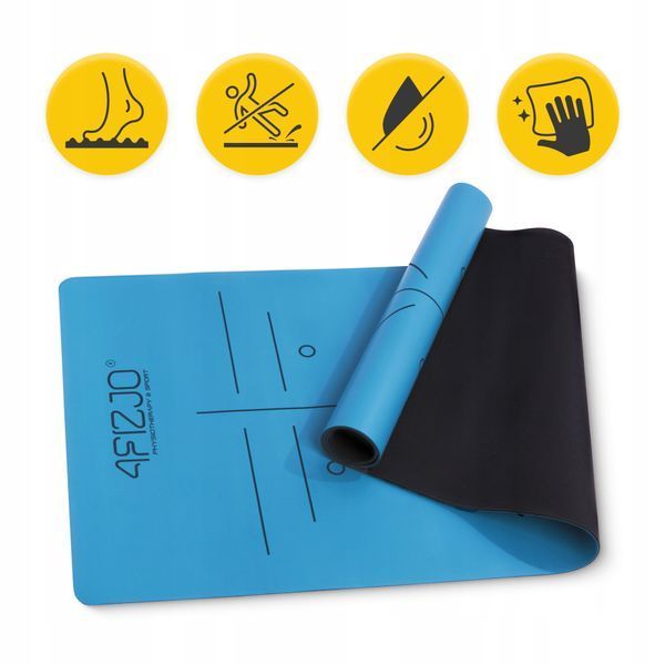4FIZJO PU Sports Mat 183 &times; 61 &times; 0.4 cm for Yoga and Fitness Blue
