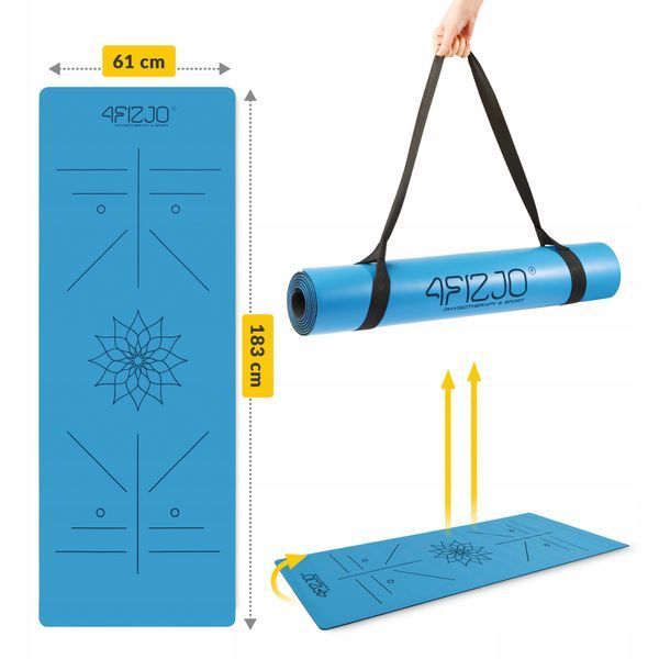 4FIZJO PU Sports Mat 183 &times; 61 &times; 0.4 cm for Yoga and Fitness Blue
