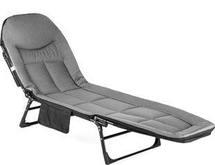 Outtec Sun Zen folding camping lounger bed with soft mattress, grey