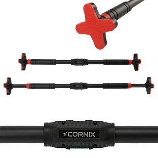 Турнік розсувний Cornix Pro+ XR-0287, 90&ndash;130 см, чорний/червоний &mdash; фото