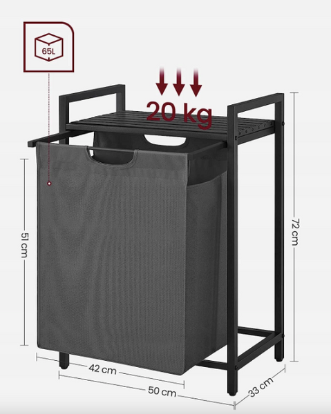 Leobert Napoli 65 l Loft-style laundry basket, size 50 &times; 33 &times; 72, grey