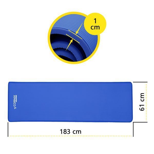 Килимок спортивний Cornix NBR 183 &times; 61 &times; 1 см для йоги та фітнесу XR-0096 Blue/Blue &mdash; фото