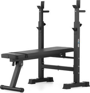 Foldable Gymtek XL700 Weight Bench with Barbell Racks for Training