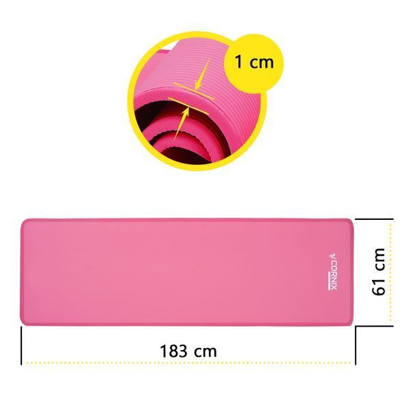 Cornix NBR Sports Mat 183 &times; 61 &times; 1 cm for Yoga and Fitness XR-0097 Pink/Pink