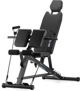 Gymtek XL800 weight bench with resistance bands and Scott bench